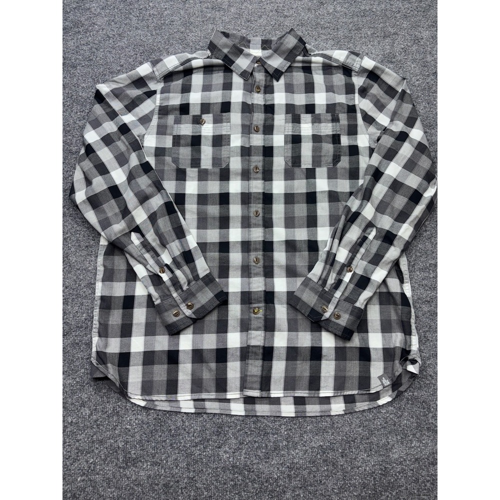 The North Face‎ Mens XL Plaid Button Down Shirt Black Grey White Long Sleeve